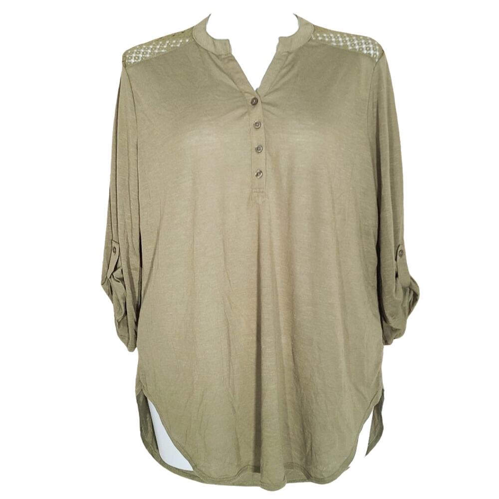 NWT No Boundaries olive green lace back tunic blouse size xxl